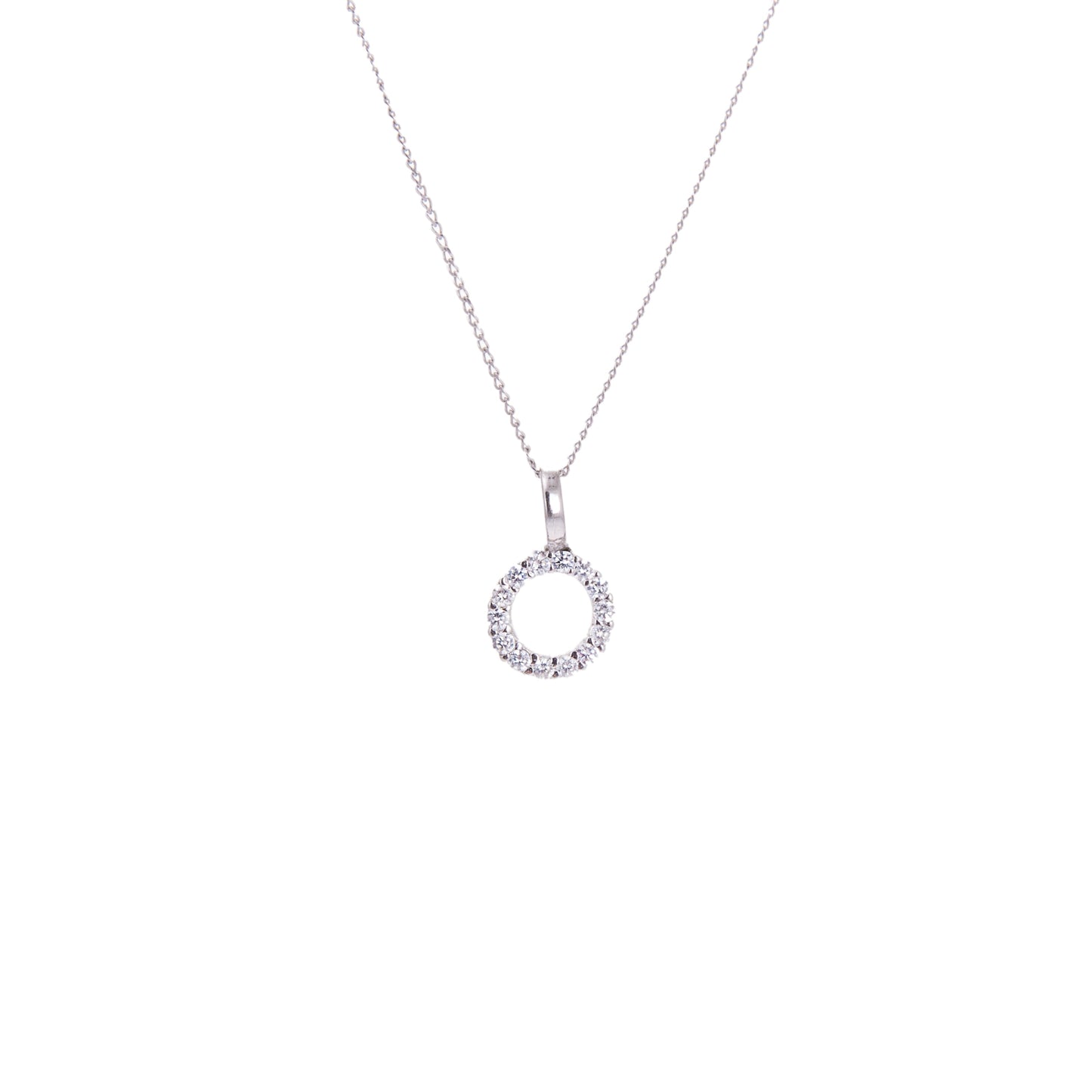 Collier Karma Circle en or blanc 9 carats avec zircones cubiques - 40 à 50 cm