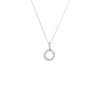 Collier Karma Circle en or blanc 9 carats avec zircones cubiques - 40 à 50 cm