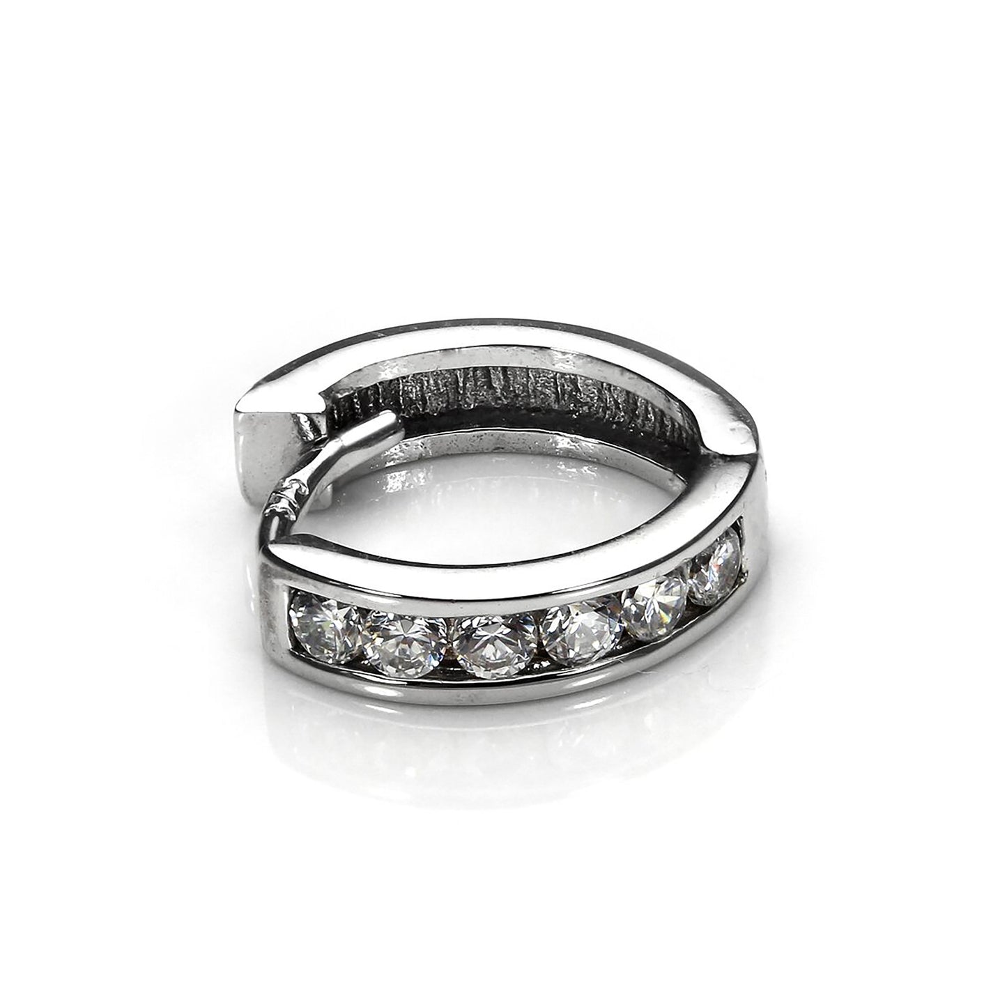 Piercing hélix créole en or blanc 9 carats avec zircones cubiques transparents