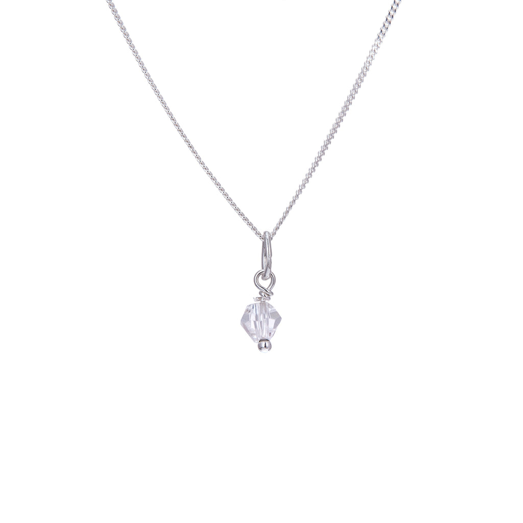 Collier en argent sterling avec perles en oxyde de zirconium transparent - 35 à 55 cm