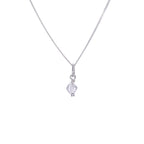 Collier en argent sterling avec perles en oxyde de zirconium transparent - 35 à 55 cm