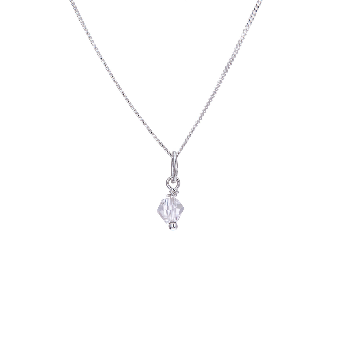 Collier en argent sterling avec perles en oxyde de zirconium transparent - 35 à 55 cm