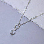 Collier en argent sterling avec perles en oxyde de zirconium transparent - 35 à 55 cm