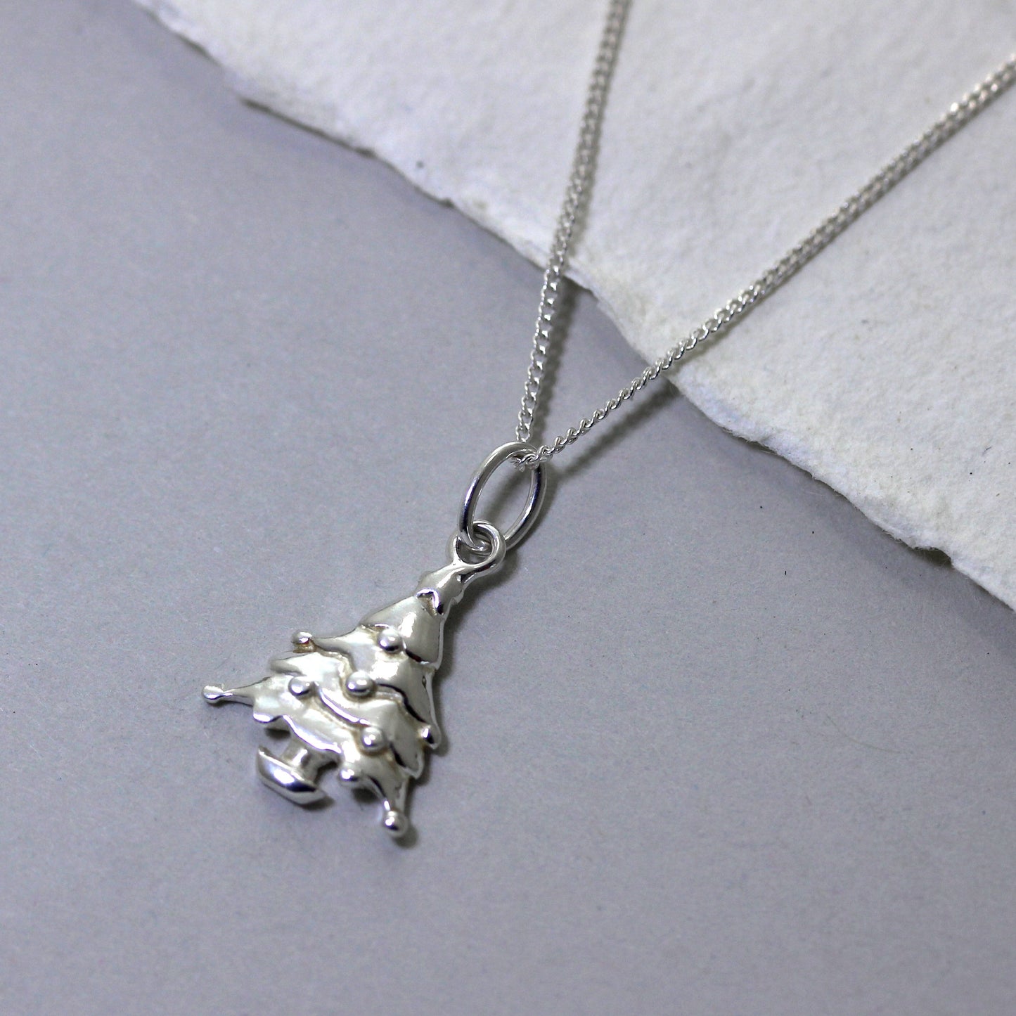 Collier sapin de Noël en argent sterling - 16 à 32 pouces