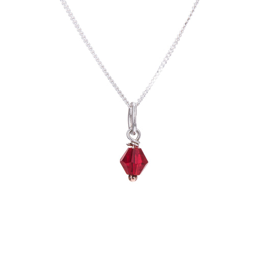 Collier en argent sterling avec perles en oxyde de zirconium rouge - 14 à 22 pouces