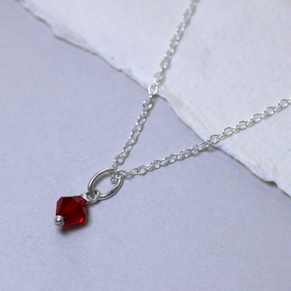 Collier en argent sterling avec perles en oxyde de zirconium rouge - 14 à 22 pouces