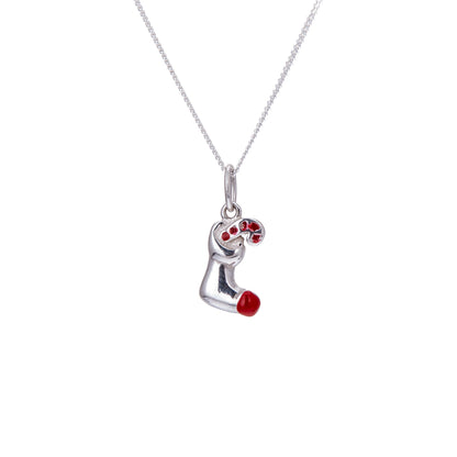 Collier en argent sterling avec bas de Noël et canne à sucre, 40 à 81 cm