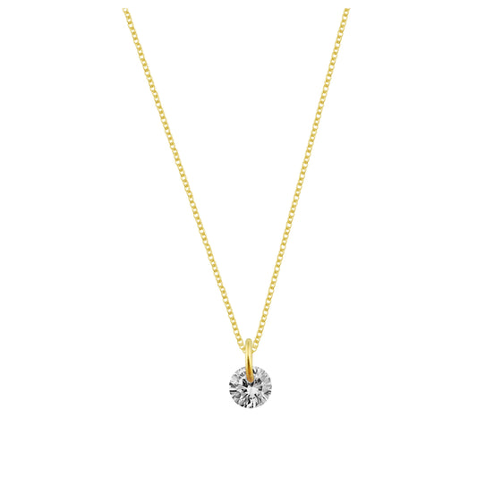 Collier en argent sterling plaqué or et zircones cubiques transparents de 4 mm - 16 à 22 pouces