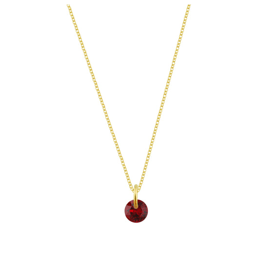 Collier en argent sterling plaqué or et grenat CZ de 4 mm - 16 à 22 pouces