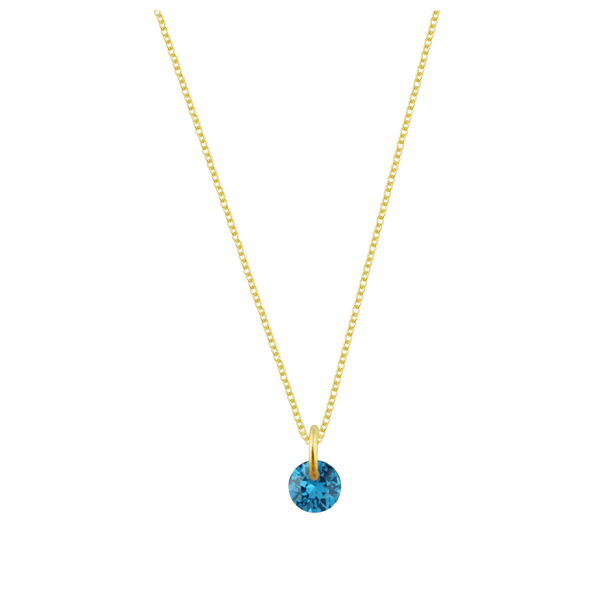Collier en argent sterling plaqué or et zircone cubique aigue-marine de 4 mm - 40 à 55 cm