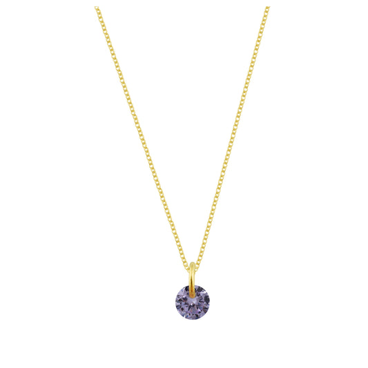 Collier en argent sterling plaqué or et alexandrite CZ de 4 mm - 40 à 55 cm