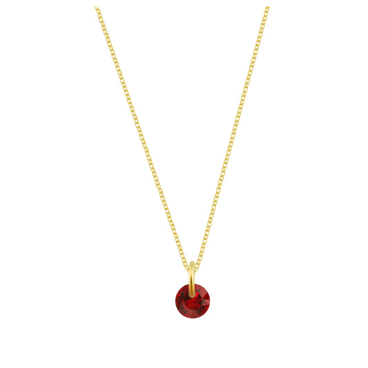 Collier en argent sterling plaqué or et rubis CZ de 4 mm - 16 à 22 pouces