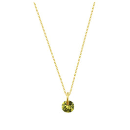 Collier en argent sterling plaqué or et péridot CZ de 4 mm - 40 à 55 cm