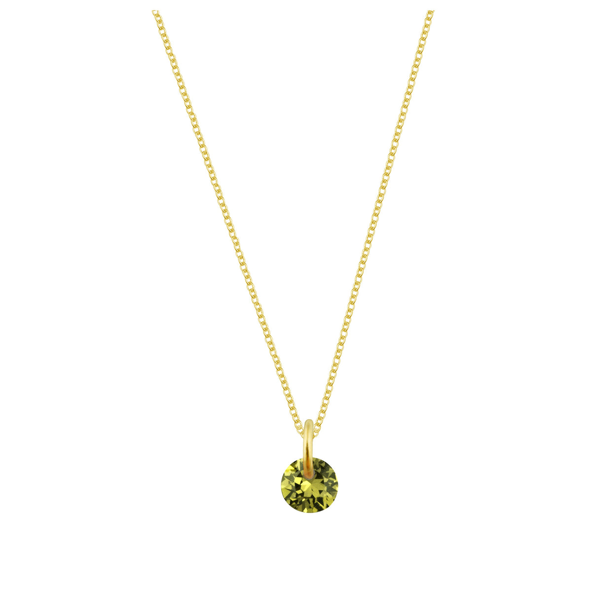 Collier en argent sterling plaqué or et péridot CZ de 4 mm - 40 à 55 cm
