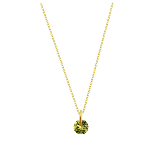 Collier en argent sterling plaqué or et péridot CZ de 4 mm - 40 à 55 cm