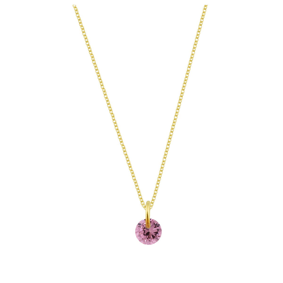 Collier en argent sterling plaqué or et tourmaline CZ de 4 mm - 40 à 55 cm