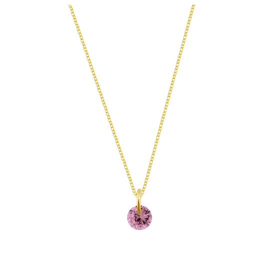 Collier en argent sterling plaqué or et tourmaline CZ de 4 mm - 16 à 22 pouces
