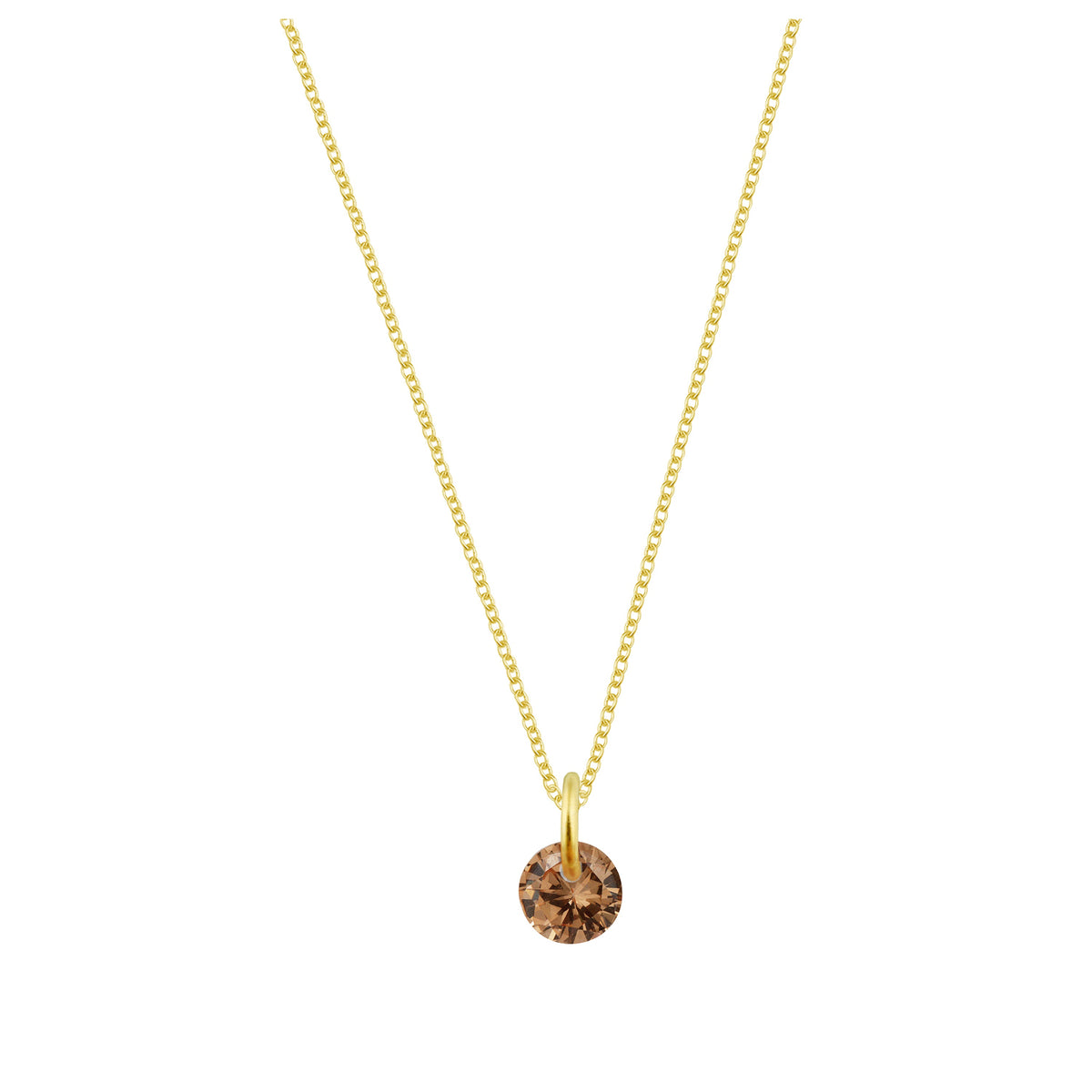 Collier en argent sterling plaqué or et citrine CZ 4 mm - 40 à 55 cm