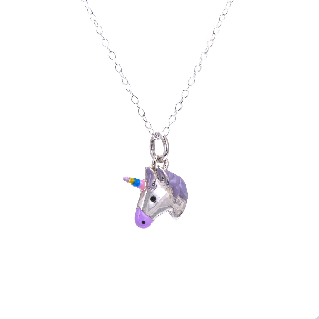 Collier en argent sterling et émail licorne - 35 à 81 cm