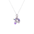 Collier en argent sterling et émail licorne - 35 à 81 cm