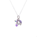 Collier en argent sterling et émail licorne - 35 à 81 cm