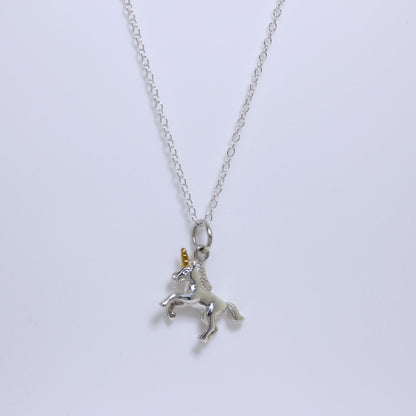Collier licorne cabrée en argent sterling - 14 à 32 pouces