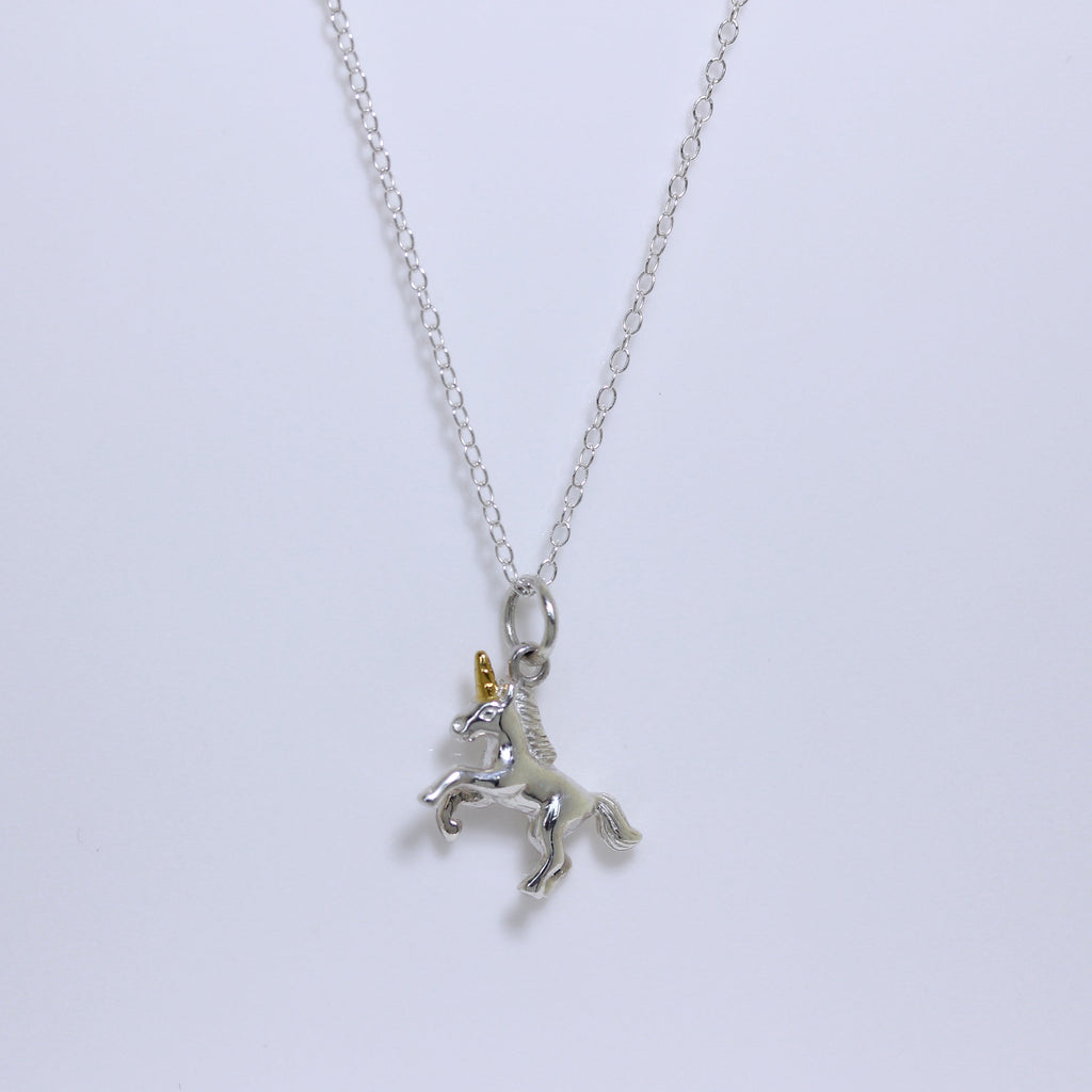 Collier licorne cabrée en argent sterling - 35 à 81 cm