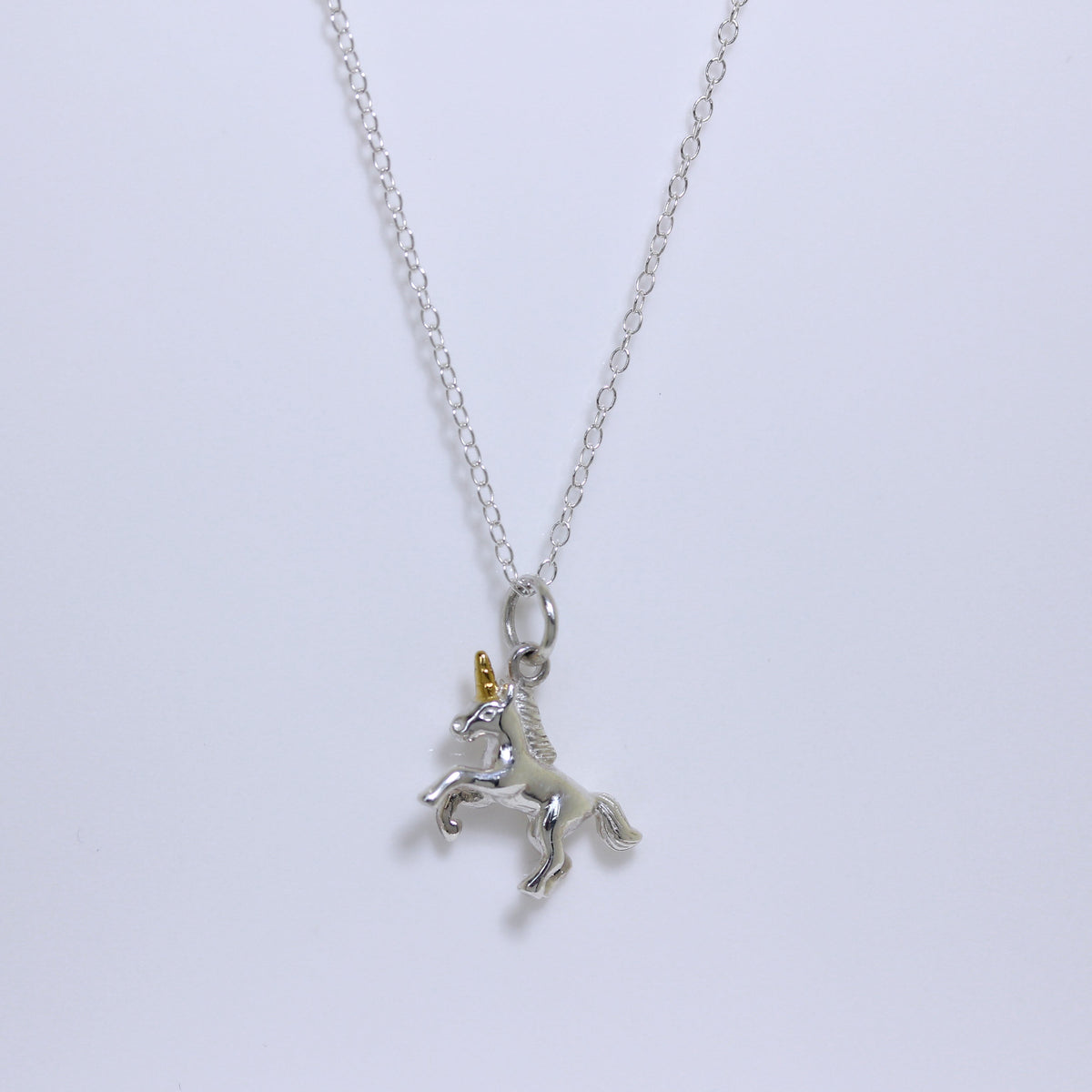 Collier licorne cabrée en argent sterling - 35 à 81 cm