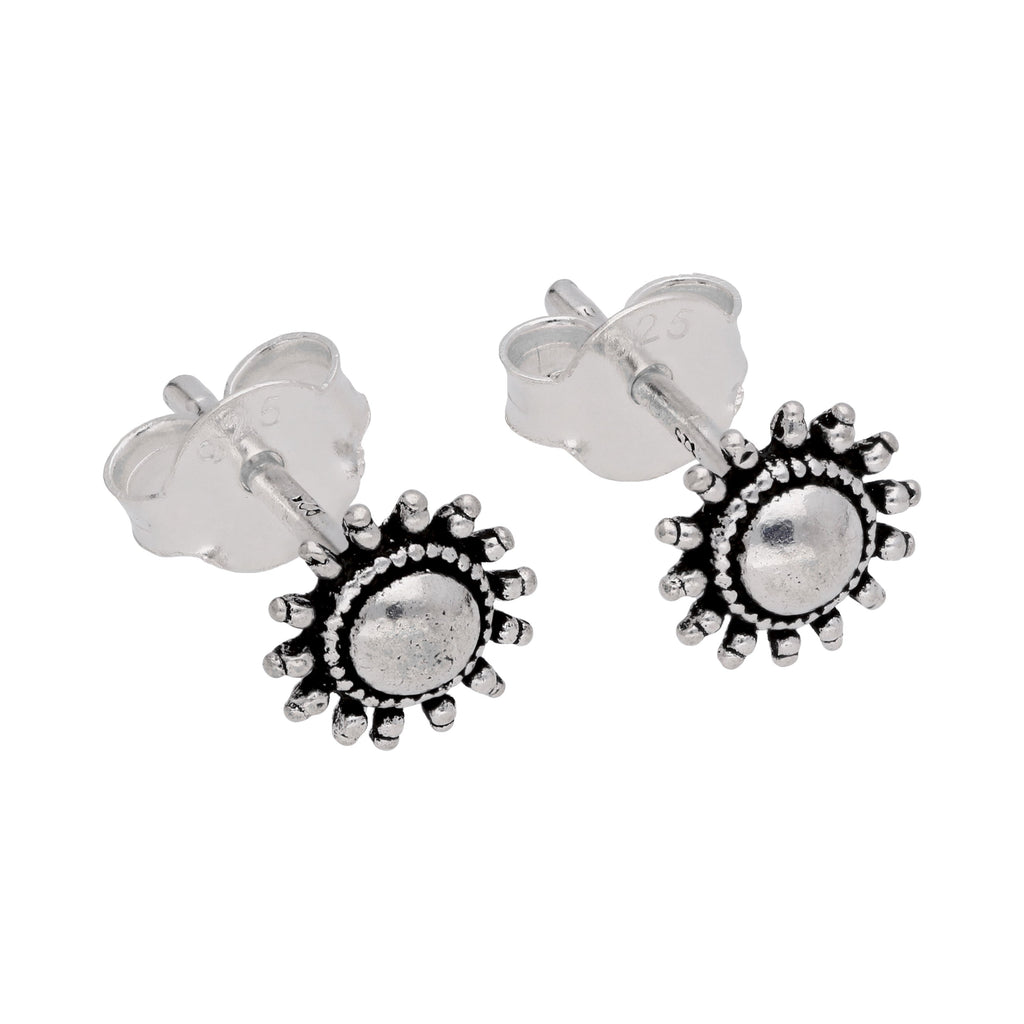 Puces d'oreilles soleil flamboyant en argent sterling