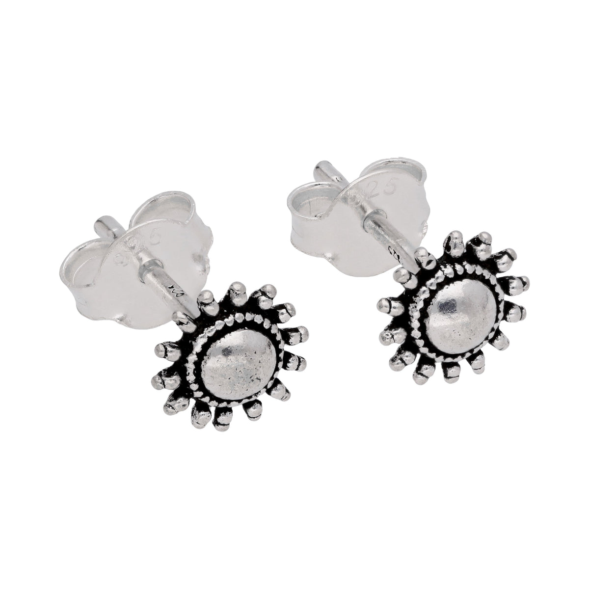Puces d'oreilles soleil flamboyant en argent sterling
