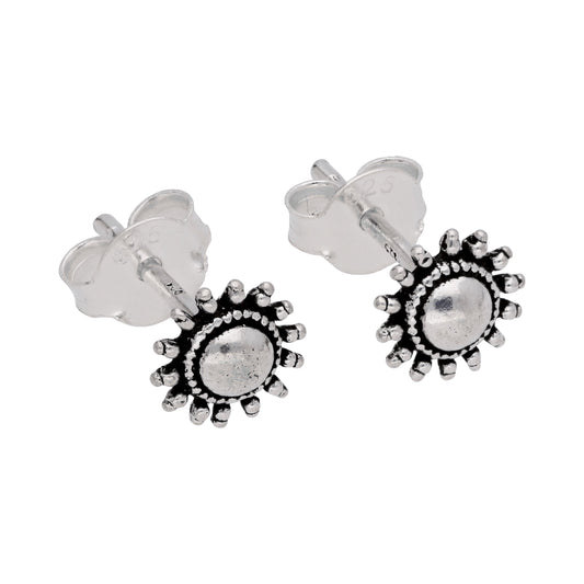 Boucles d'oreilles à tige en argent sterling avec soleil flamboyant