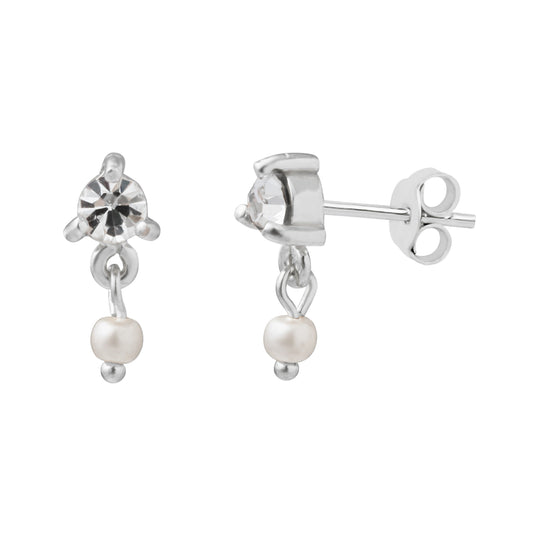 Boucles d'oreilles pendantes en argent sterling et perles d'eau douce en oxyde de zirconium