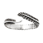 Bague réglable ouverte en argent sterling avec plume