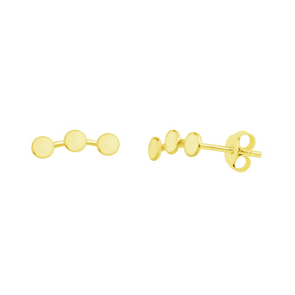 Boucles d'oreilles à triple disque en argent sterling plaqué or
