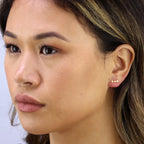Boucles d'oreilles à triple disque en argent sterling plaqué or
