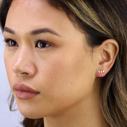 Boucles d'oreilles à triple disque en argent sterling plaqué or