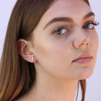 Boucles d'oreilles à double barre en argent sterling