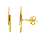 Boucles d'oreilles à tige double barre en argent sterling plaqué or