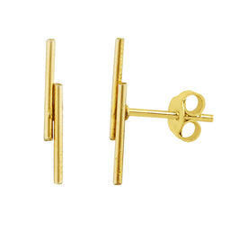 Boucles d'oreilles à tige double barre en argent sterling plaqué or