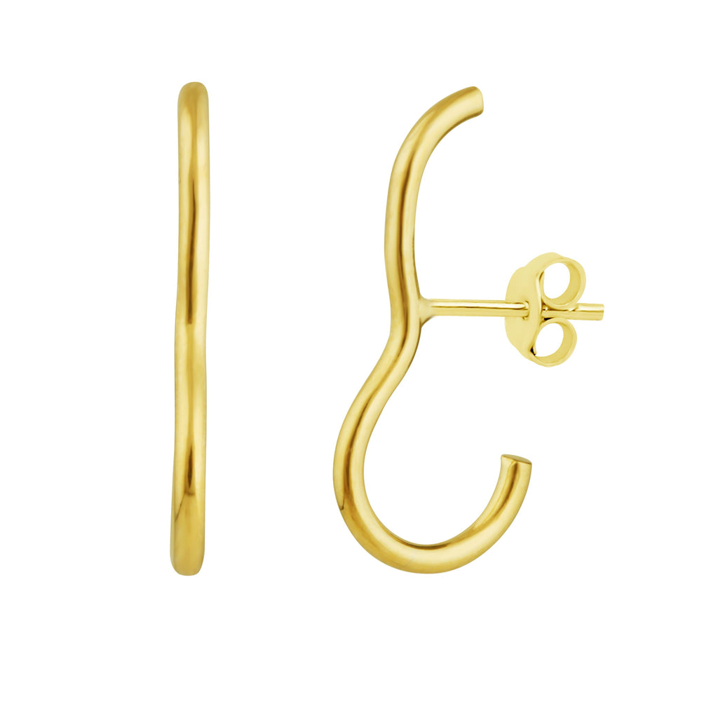 Boucles d'oreilles à tige en argent sterling plaqué or avec barre incurvée