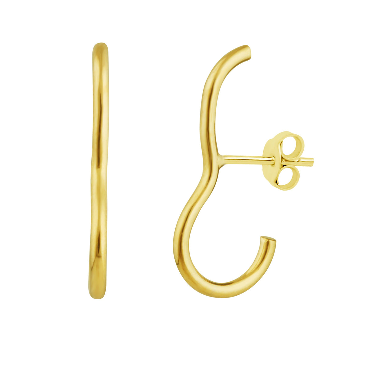 Boucles d'oreilles à tige en argent sterling plaqué or avec barre incurvée
