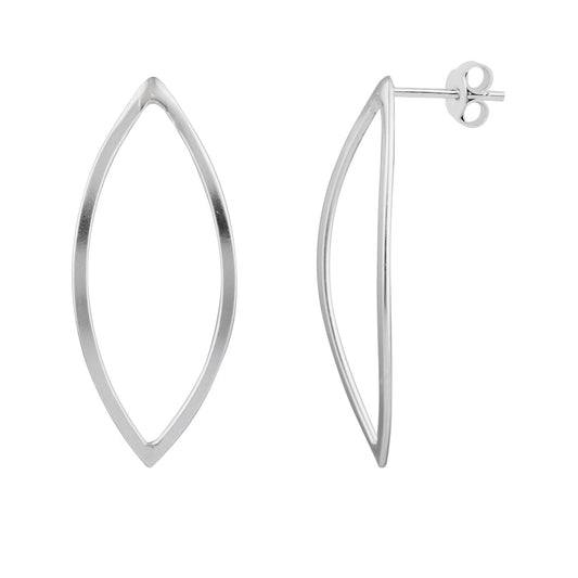 Grandes boucles d'oreilles à tige ovales ouvertes en argent sterling