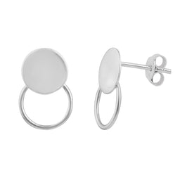 Boucles d'oreilles à tige en argent sterling avec double cercle Karma