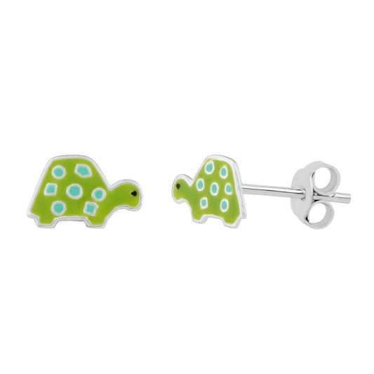 Boucles d'oreilles à tige tortue en argent sterling et émail
