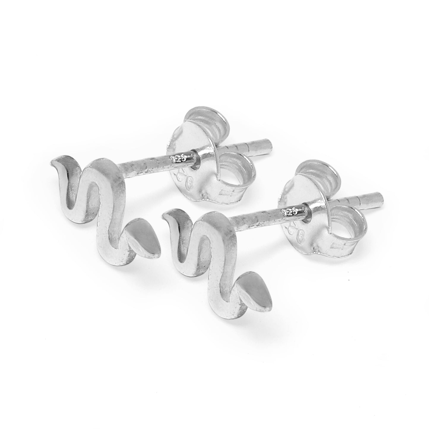 Petites boucles d'oreilles à tige en argent sterling en forme de serpent