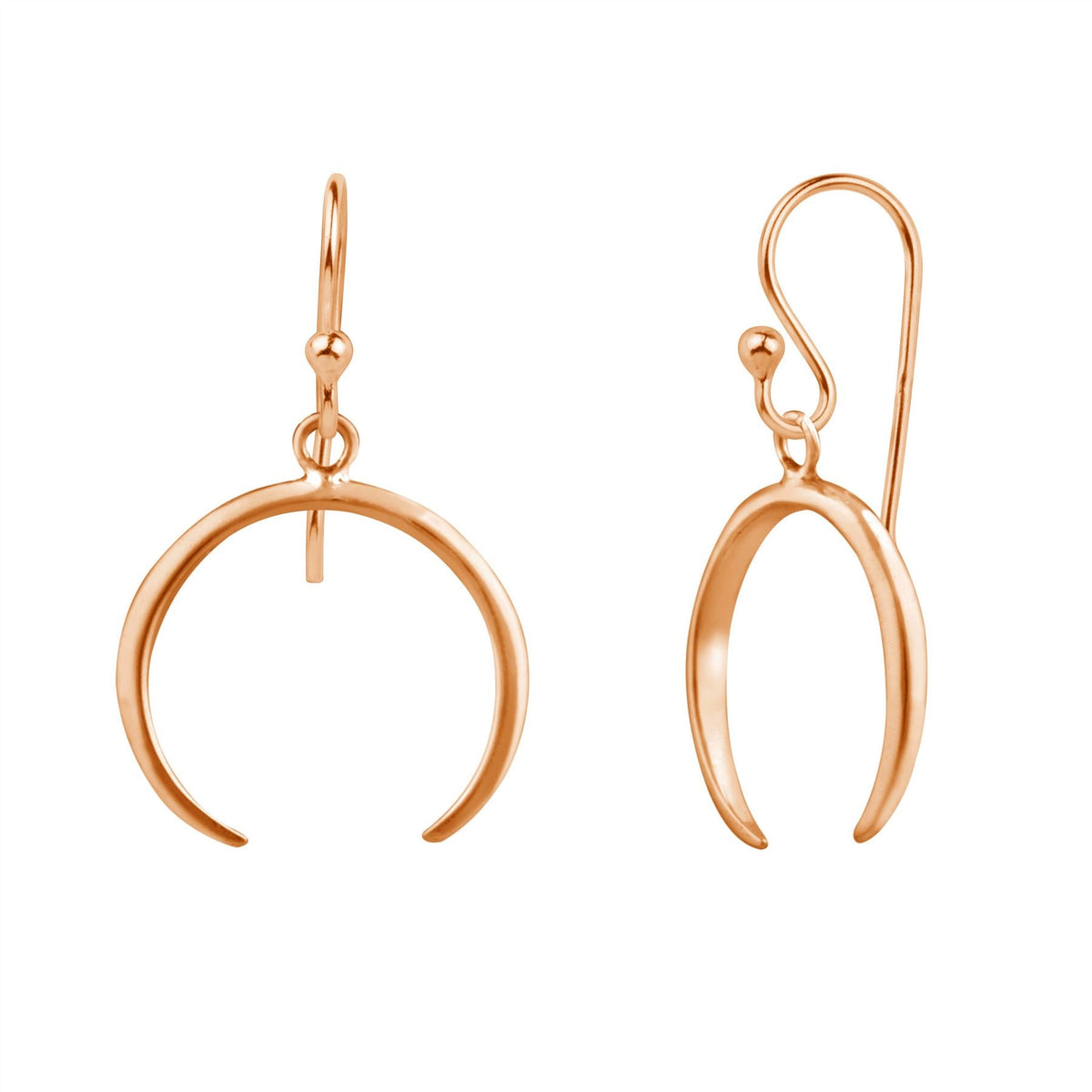 Boucles d'oreilles pendantes en argent sterling plaqué or rose en forme de croissant de lune