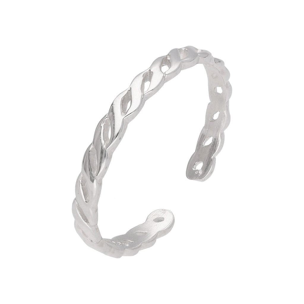 Bague ouverte réglable torsadée en argent sterling