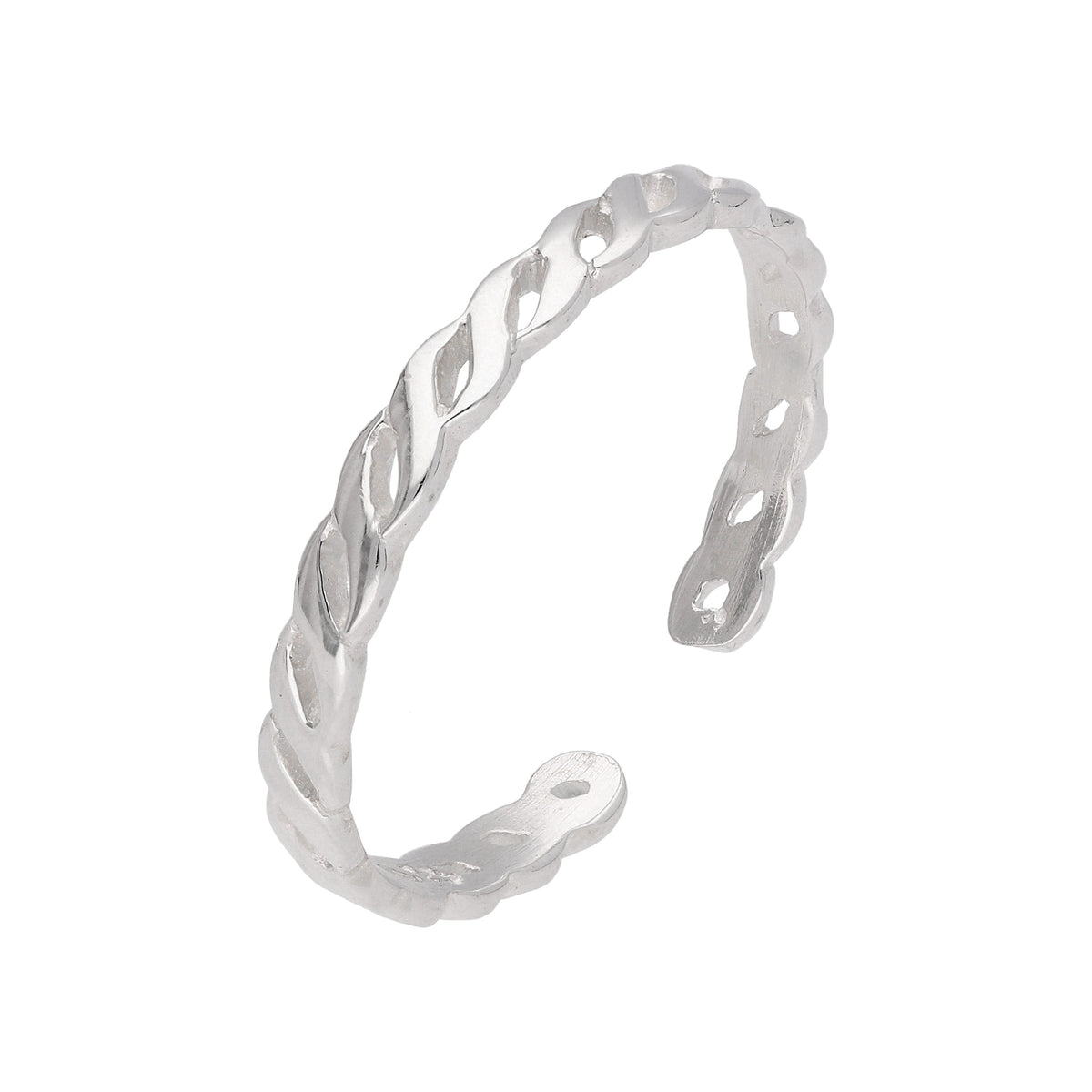 Bague ouverte réglable torsadée en argent sterling