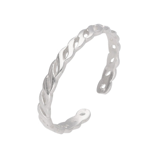 Bague ouverte réglable torsadée en argent sterling