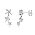 Boucles d'oreilles à tige en argent sterling avec triple étoile transparente en oxyde de zirconium